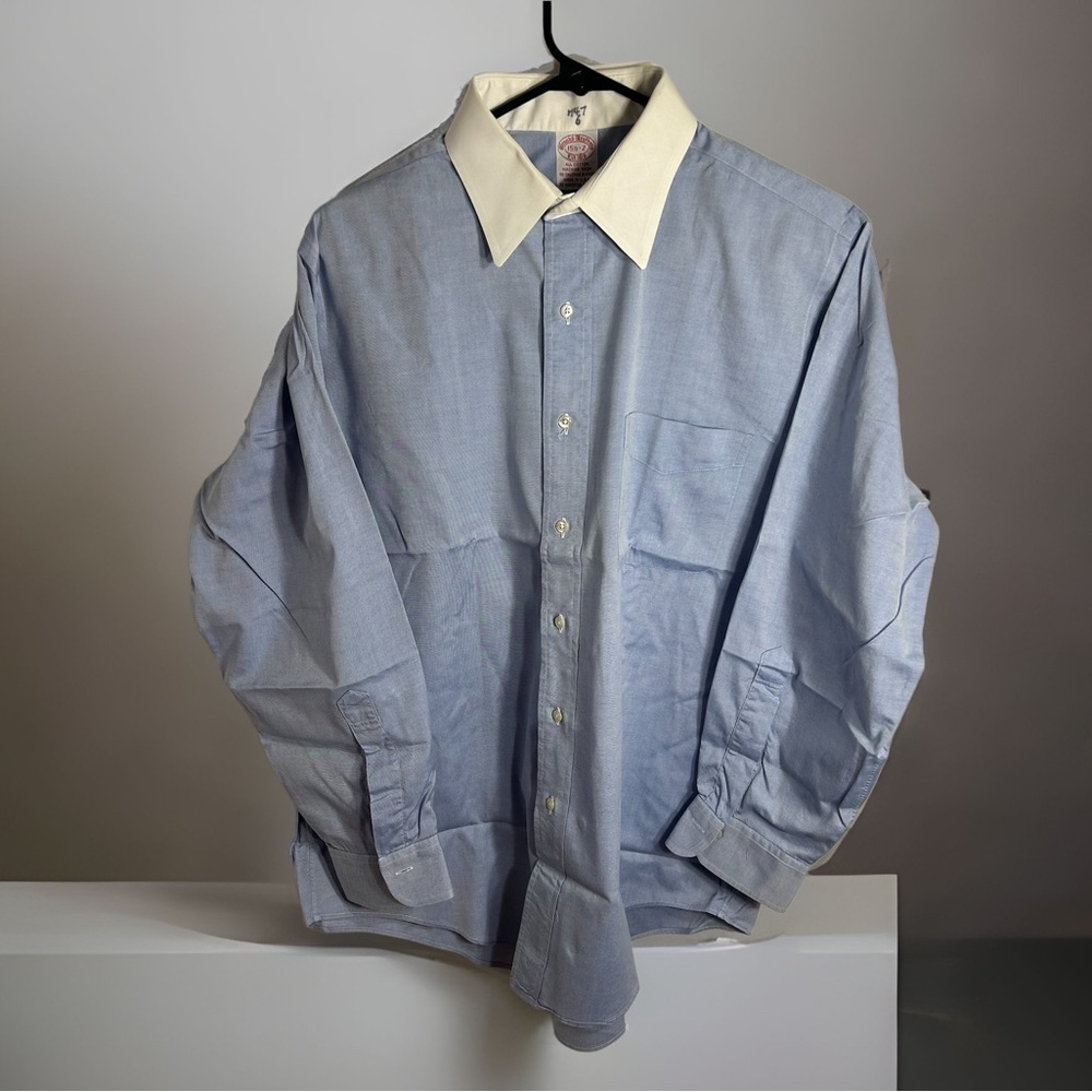 Brooks Brothers All Cotton Button Down Shirt 15 1/2 - 2 Men’s Career Blue White